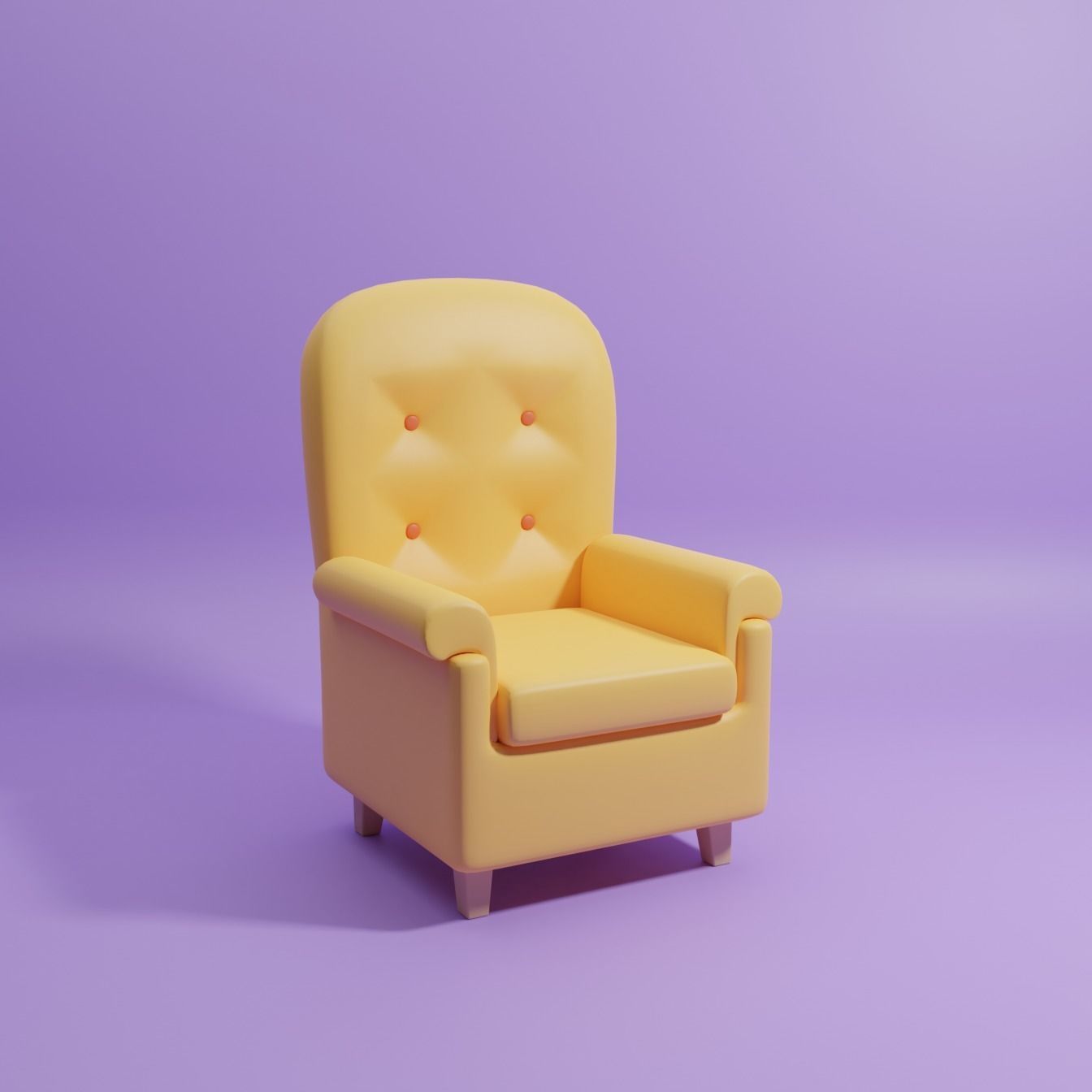 Lowpoly Cartoon Chair Low-poly 3D model_0