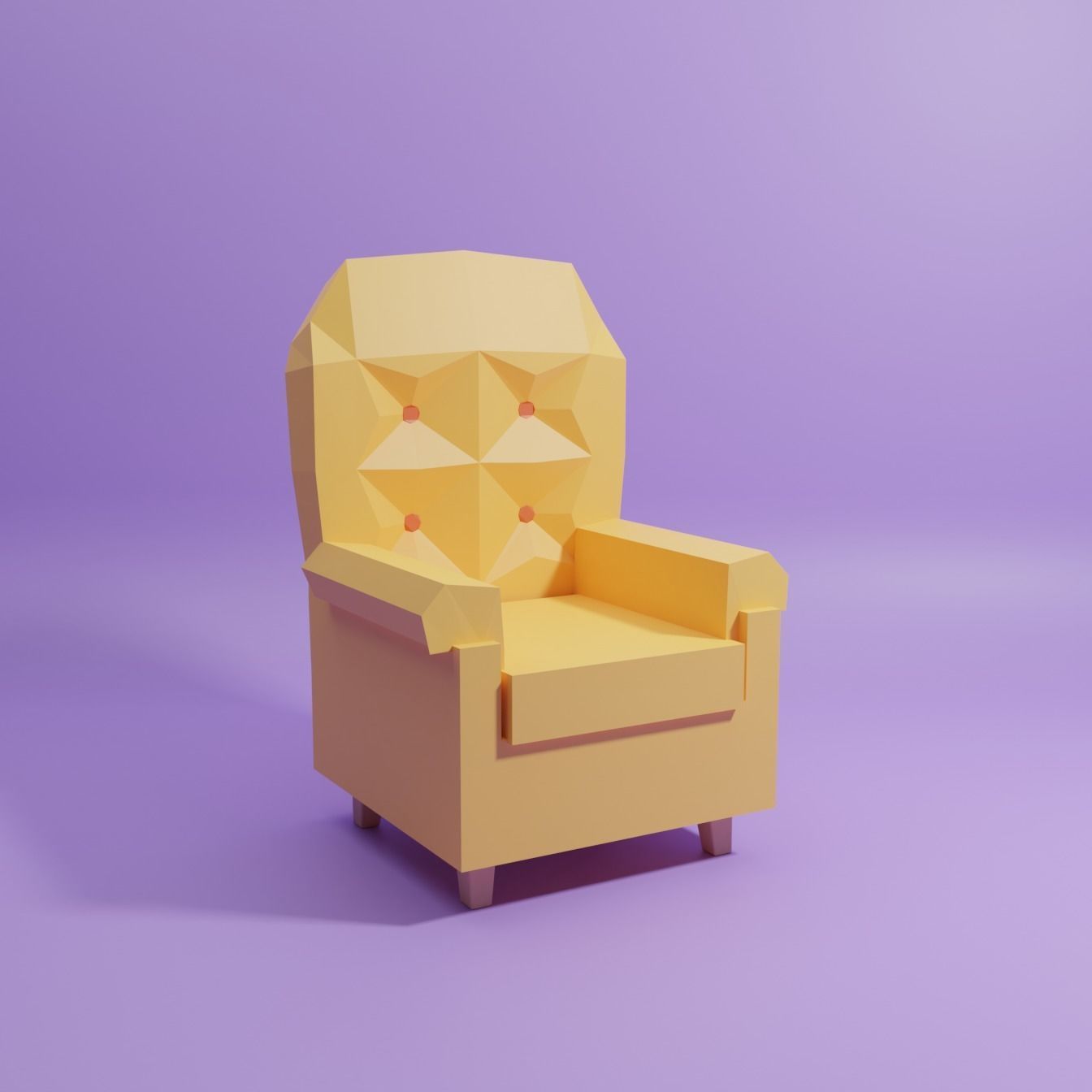 Lowpoly Cartoon Chair Low-poly 3D model_5