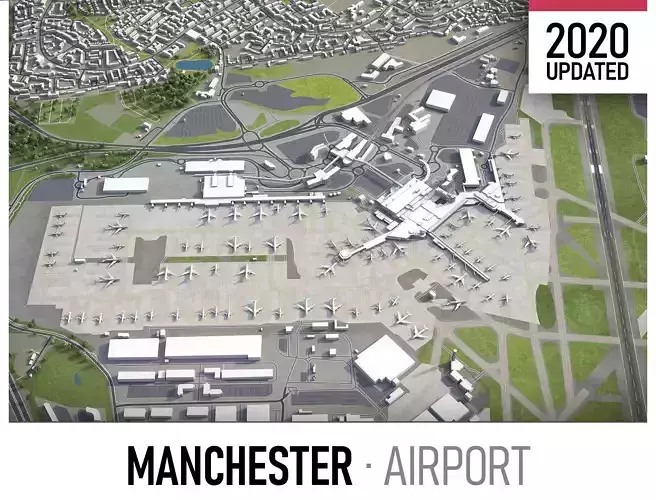 Manchester Airport Low-poly 3D model