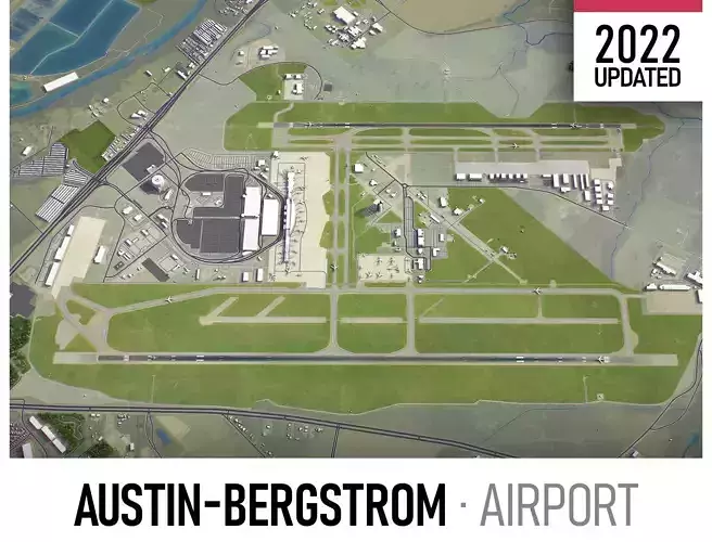 Austin - Bergstrom Airport Low-poly 3D model