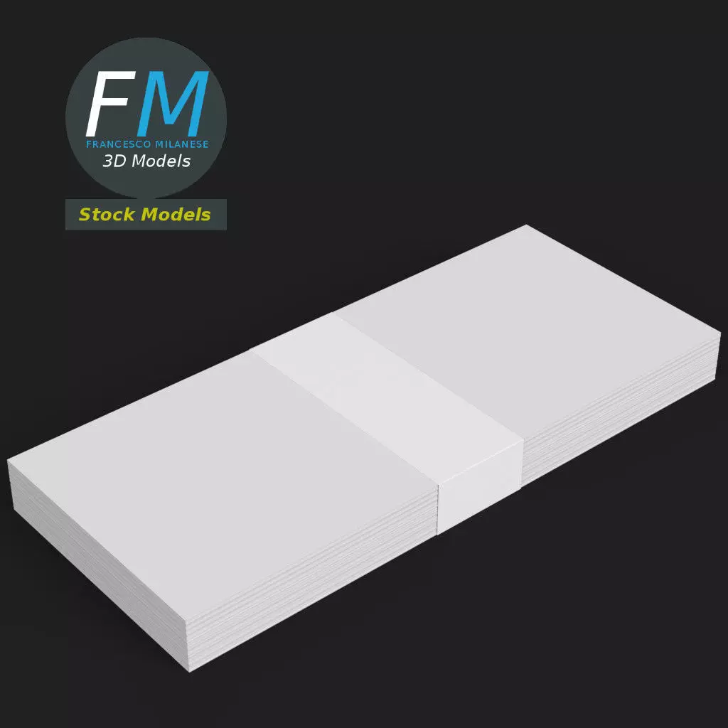 Banknotes stack mockup 3D model_0