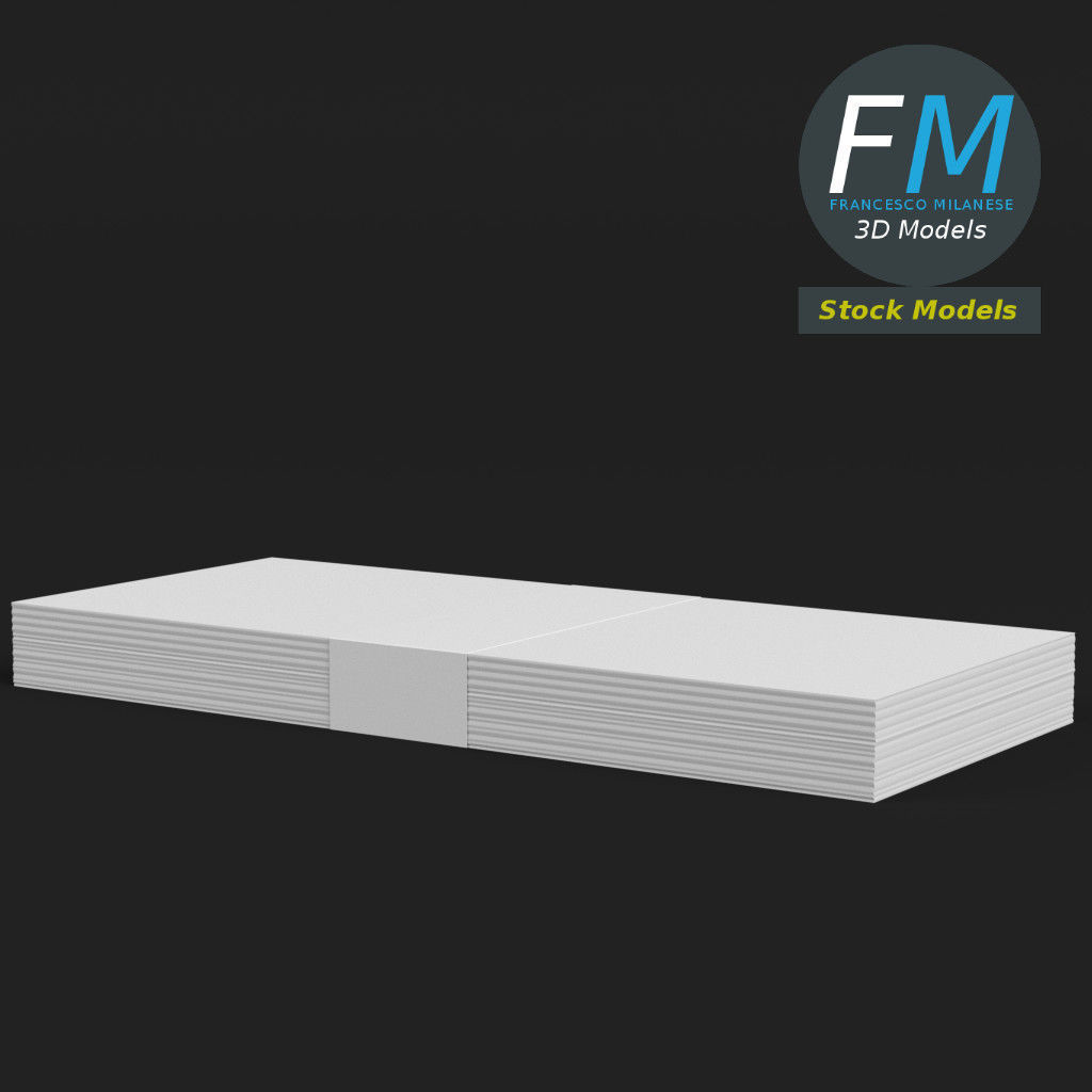 Banknotes stack mockup 3D model_4