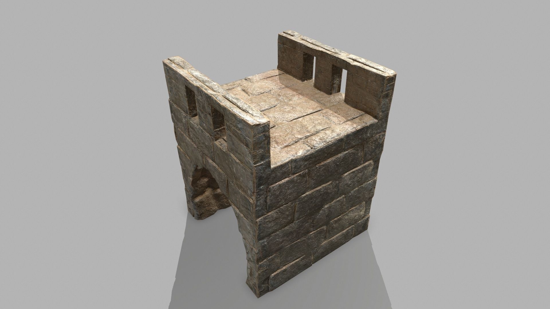 Stair Set stone arch with stairs Low-poly 3D model_18