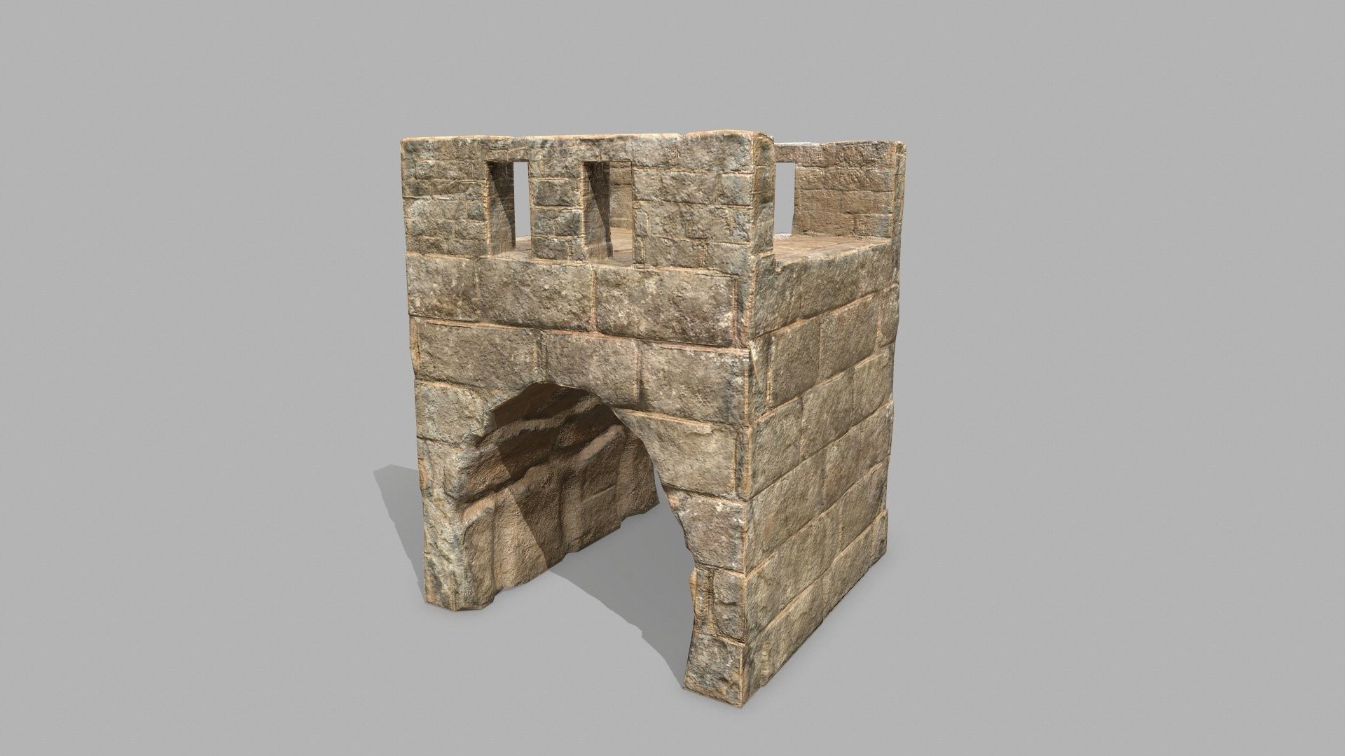 Stair Set stone arch with stairs Low-poly 3D model_17