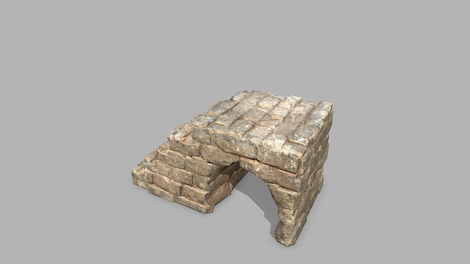 Stair Set stone arch with stairs Low-poly 3D model_11