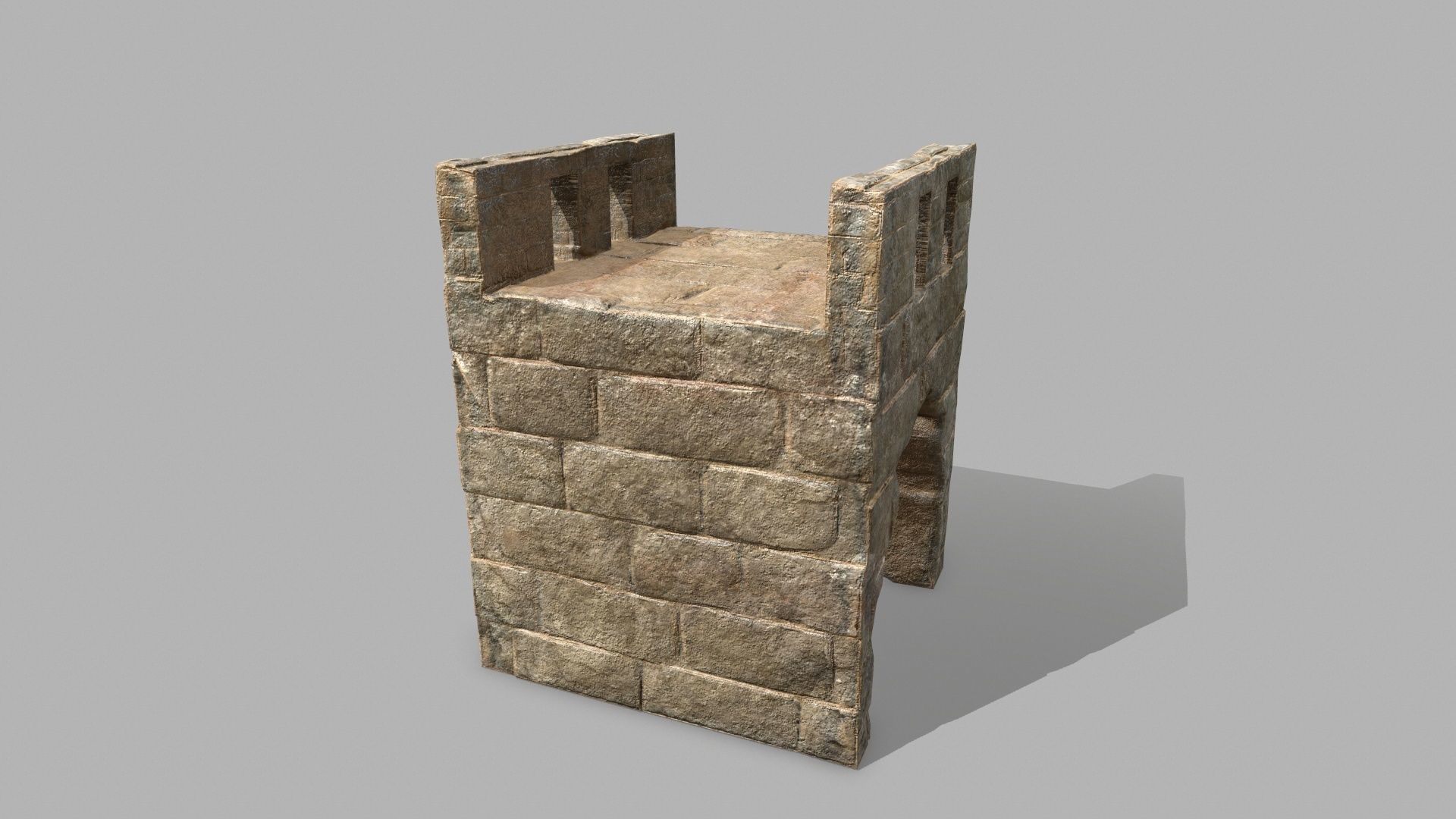 Stair Set stone arch with stairs Low-poly 3D model_16