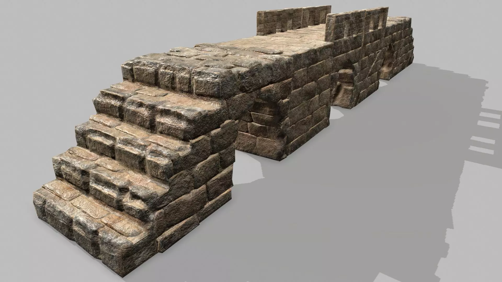 Stair Set stone arch with stairs Low-poly 3D model_0