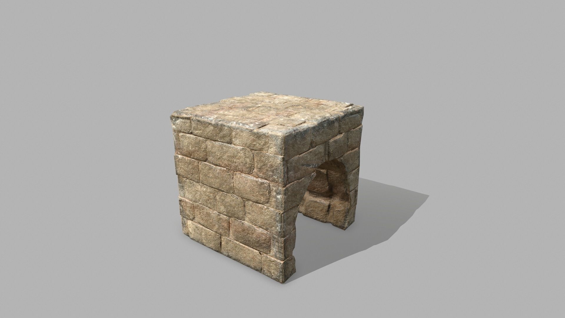 Stair Set stone arch with stairs Low-poly 3D model_15