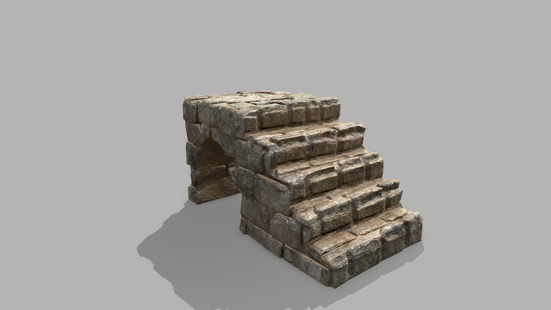 Stair Set stone arch with stairs Low-poly 3D model_8