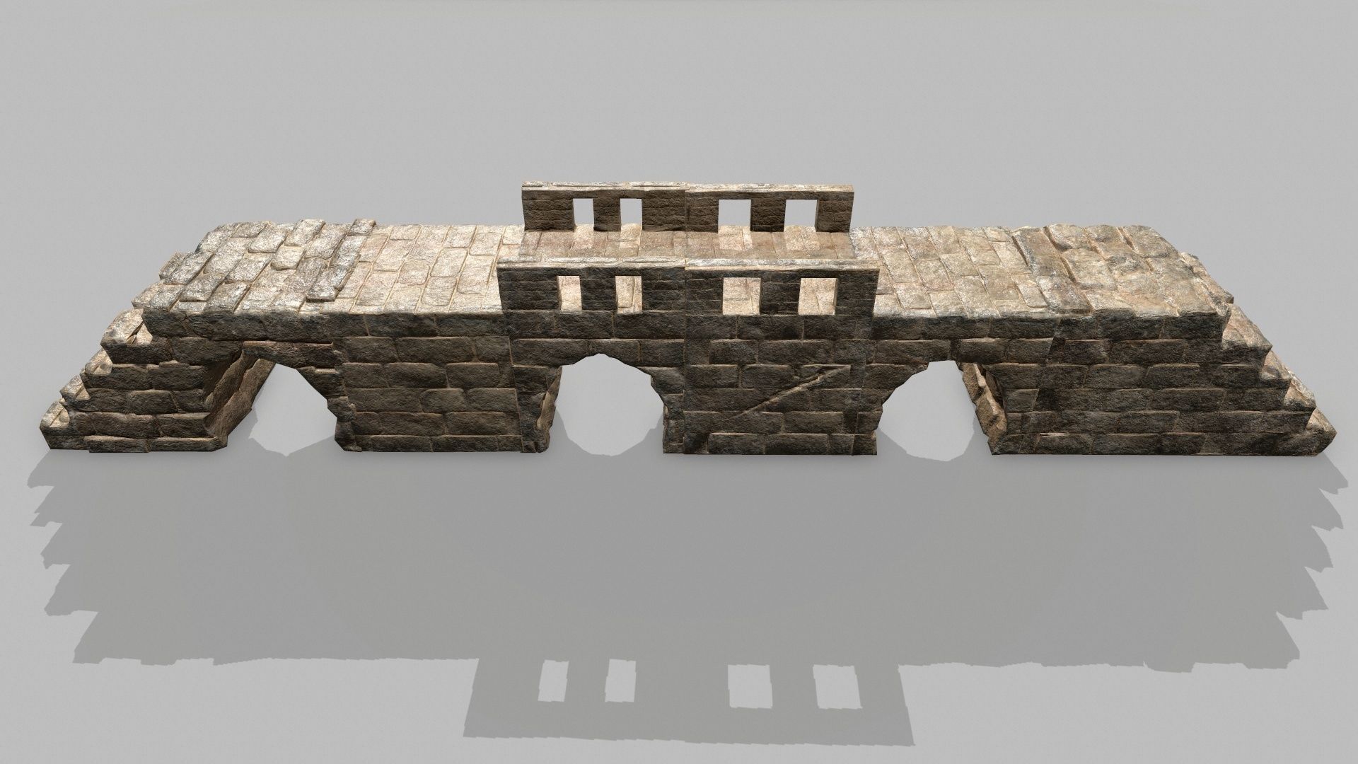 Stair Set stone arch with stairs Low-poly 3D model_3