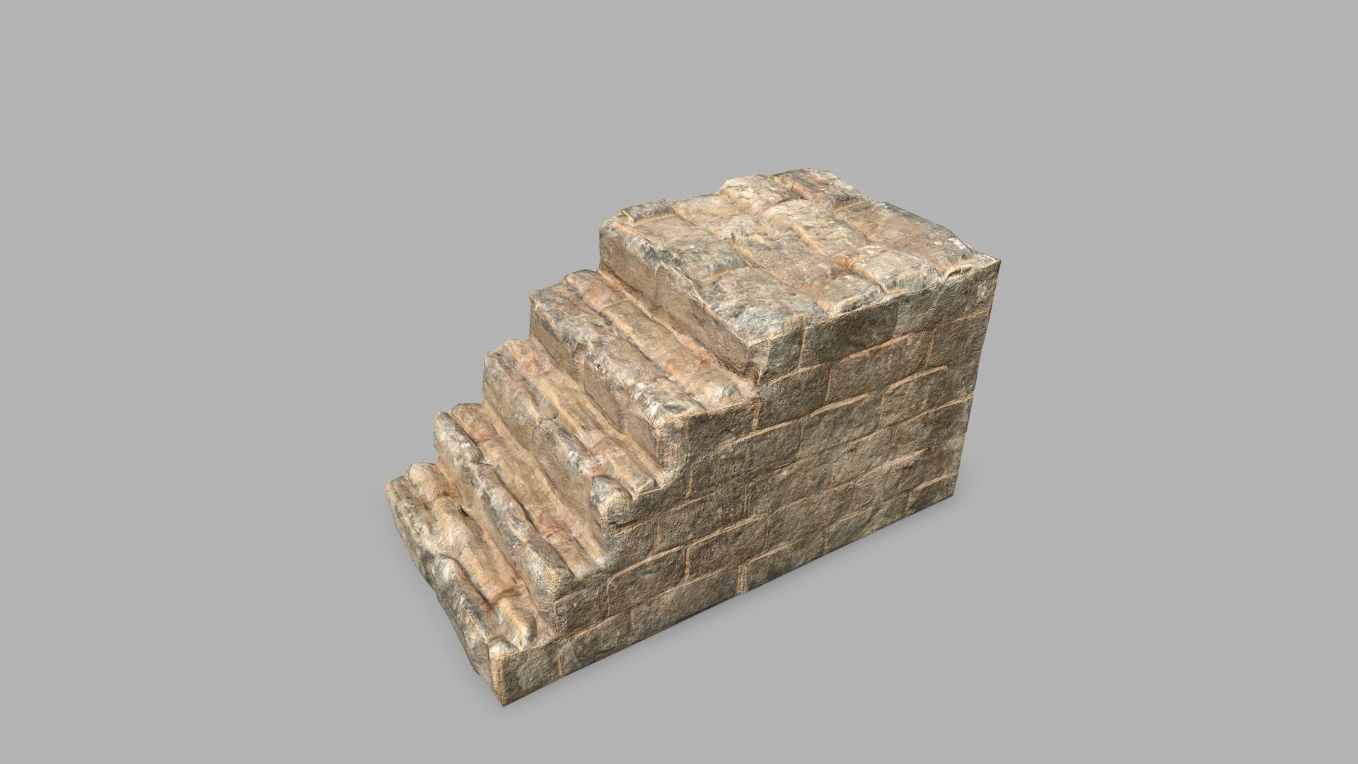 Stair Set stone arch with stairs Low-poly 3D model_7