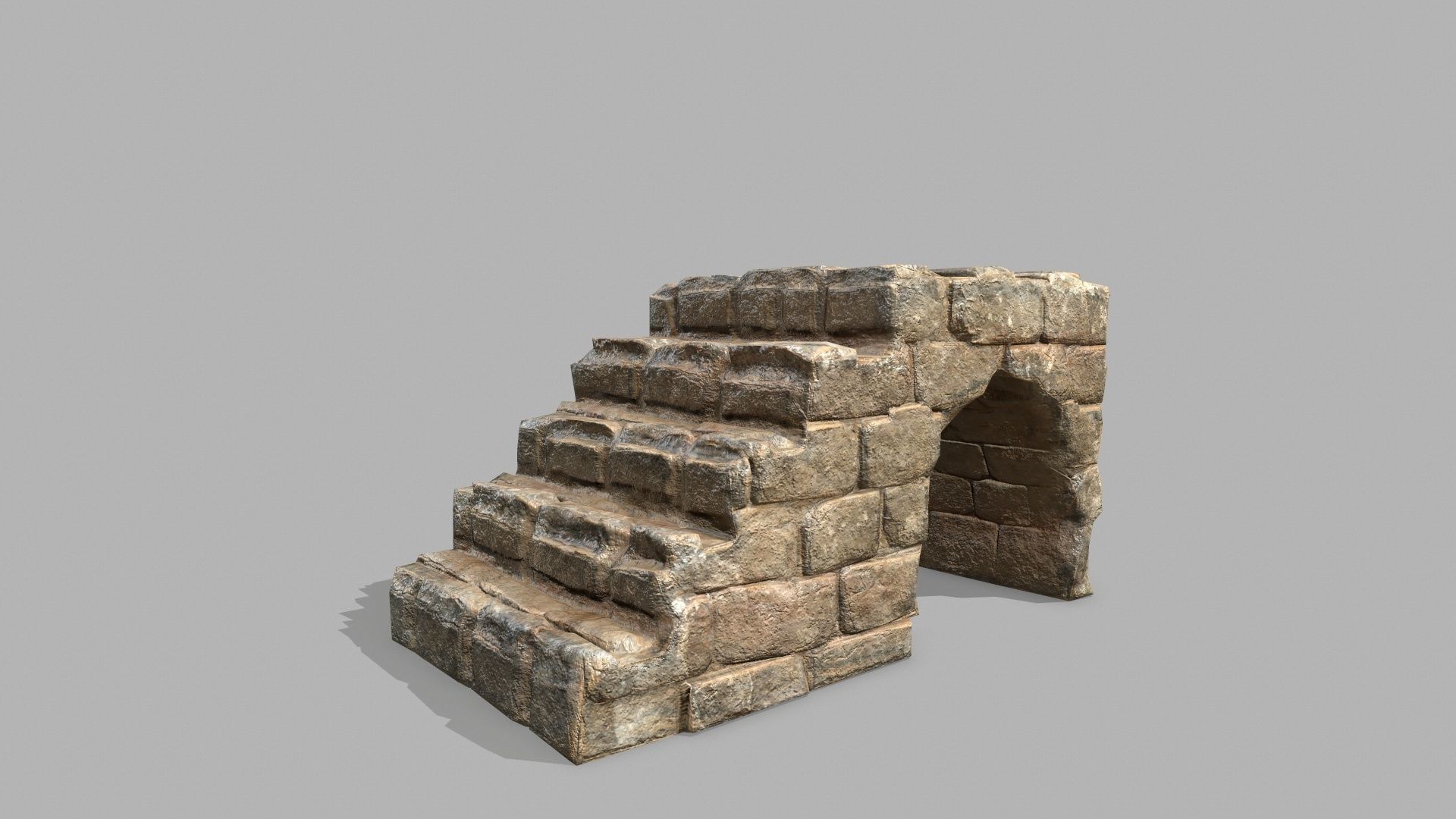 Stair Set stone arch with stairs Low-poly 3D model_9