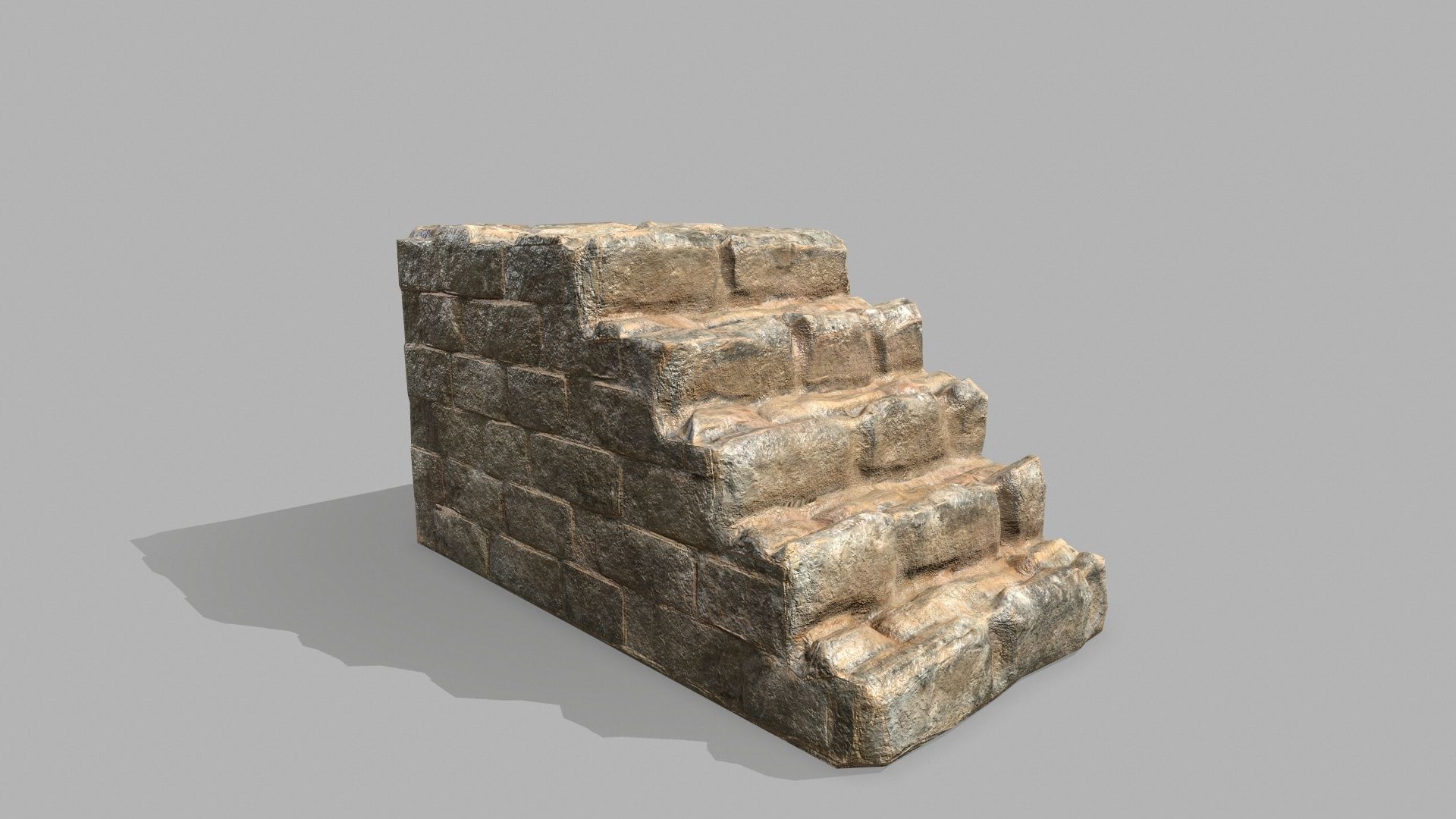 Stair Set stone arch with stairs Low-poly 3D model_6