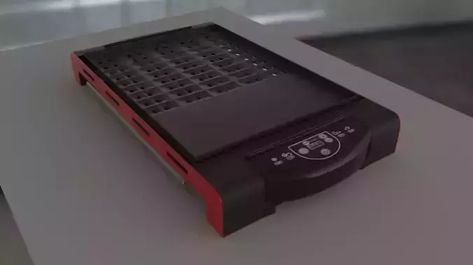 Black and red eletric grill