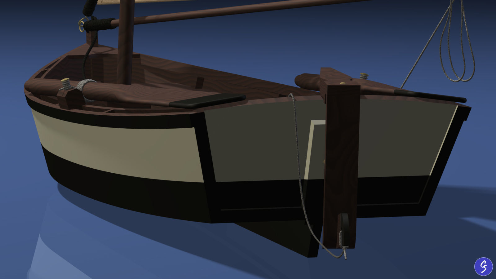 Wooden Sailboat Scale Model 3D model_7