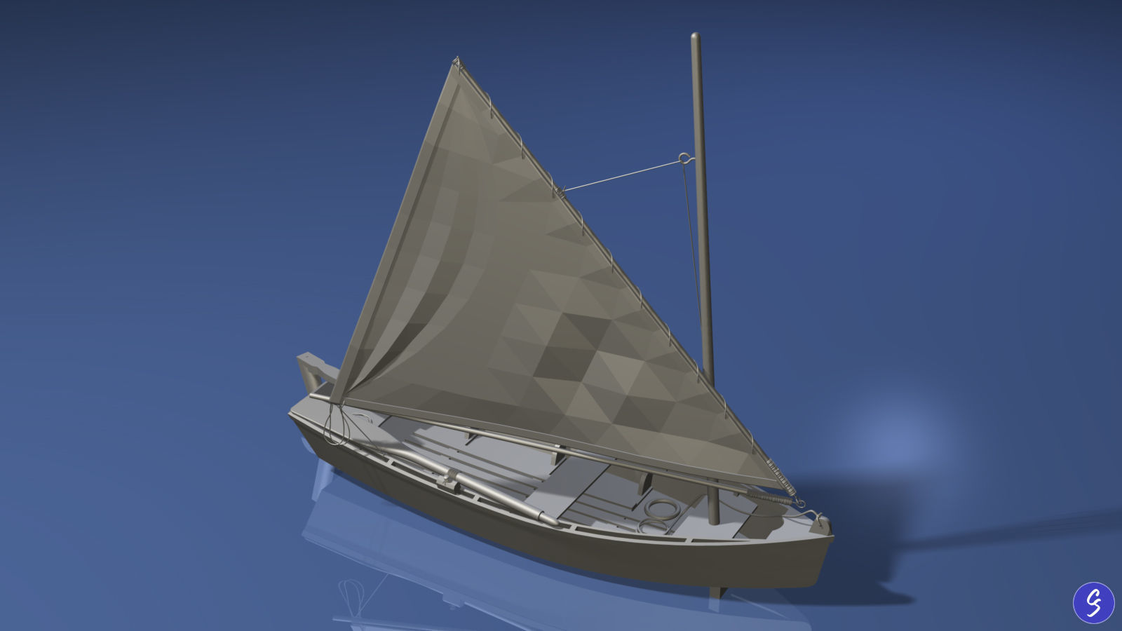 Wooden Sailboat Scale Model 3D model_26