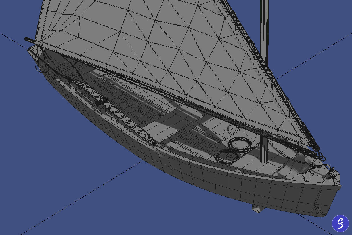 Wooden Sailboat Scale Model 3D model_39