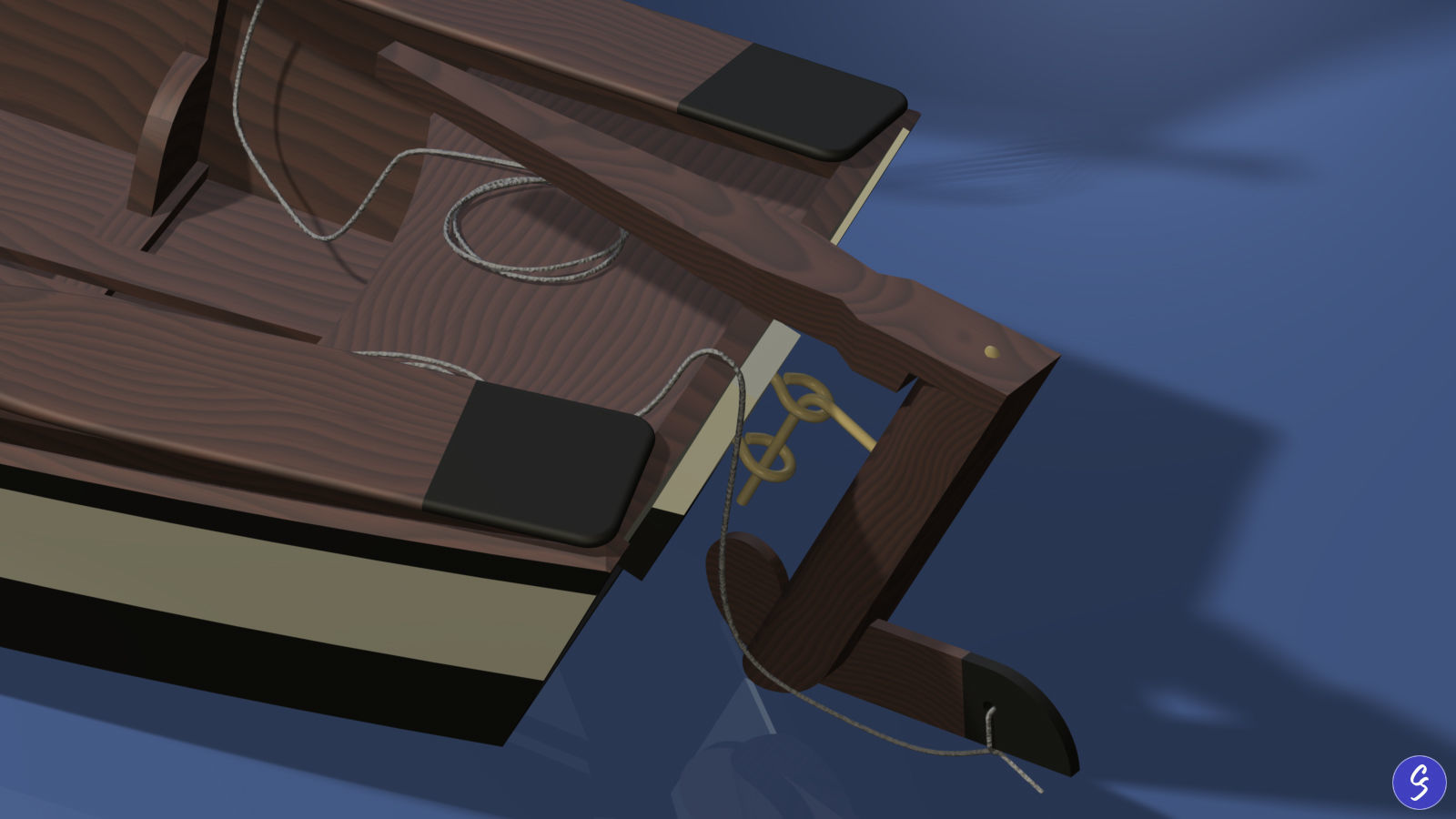Wooden Sailboat Scale Model 3D model_9