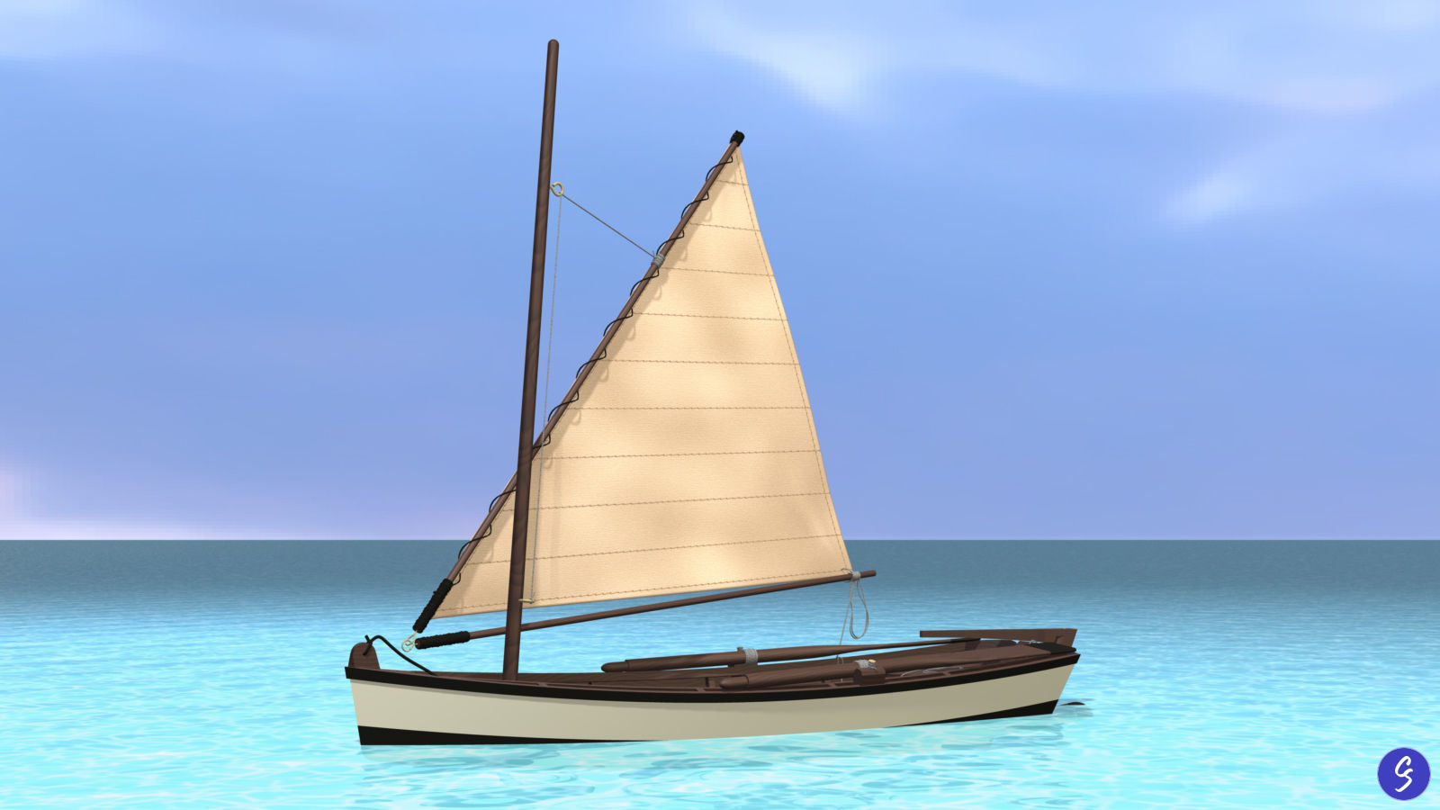 Wooden Sailboat Scale Model 3D model_17