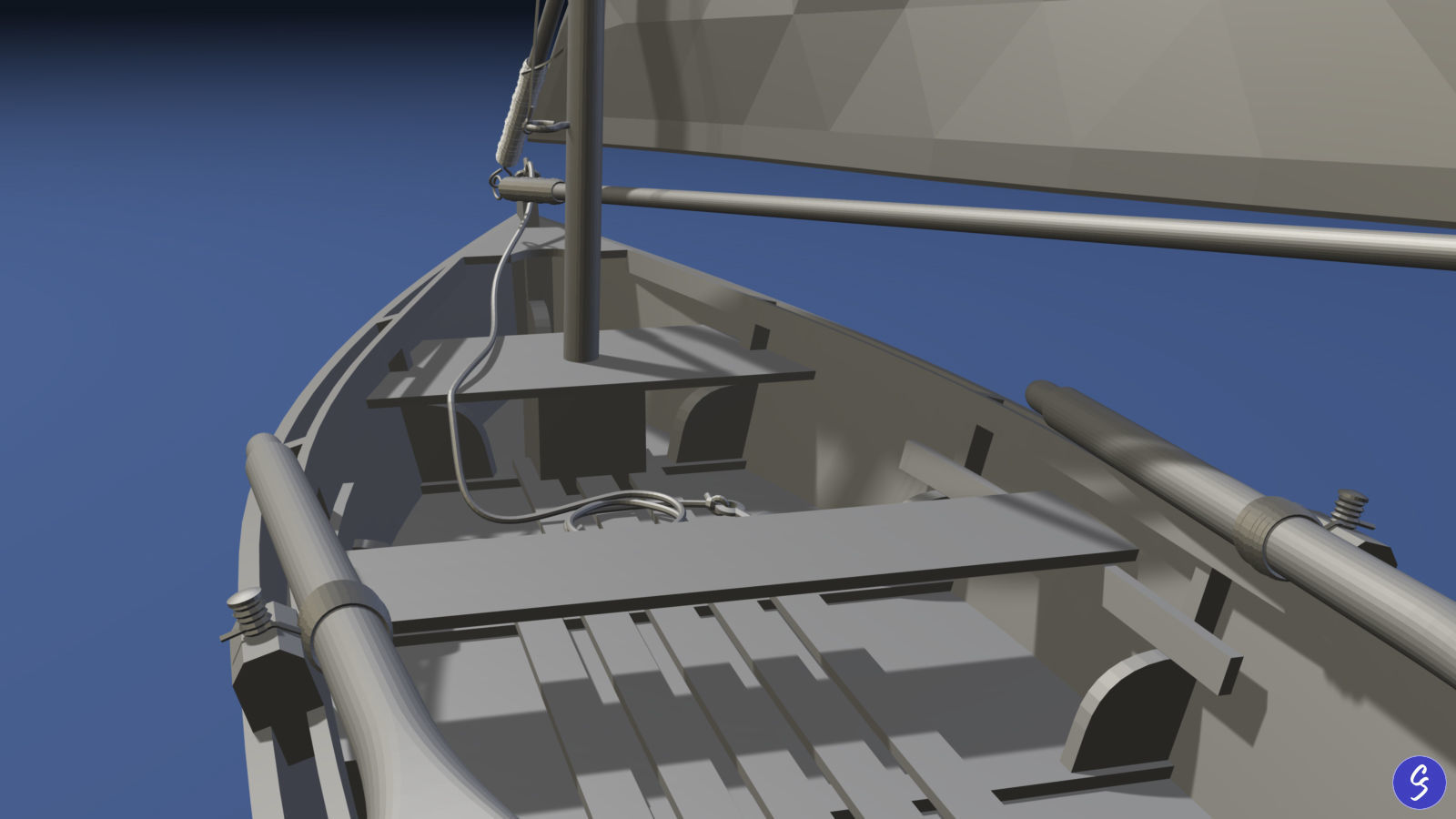 Wooden Sailboat Scale Model 3D model_33