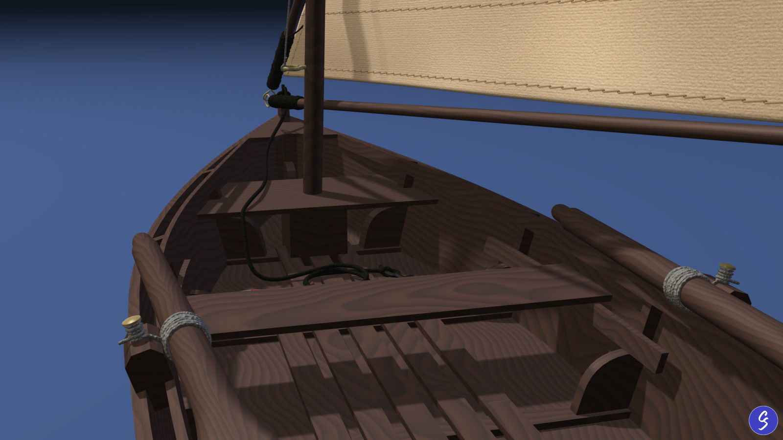Wooden Sailboat Scale Model 3D model_13
