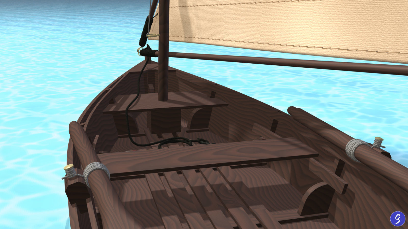 Wooden Sailboat Scale Model 3D model_18