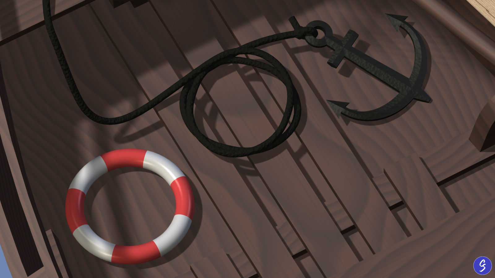 Wooden Sailboat Scale Model 3D model_12