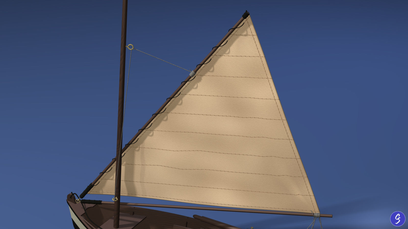 Wooden Sailboat Scale Model 3D model_2