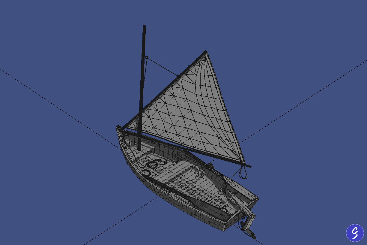 Wooden Sailboat Scale Model 3D model_35