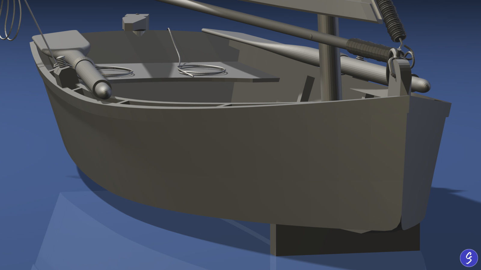 Wooden Sailboat Scale Model 3D model_28