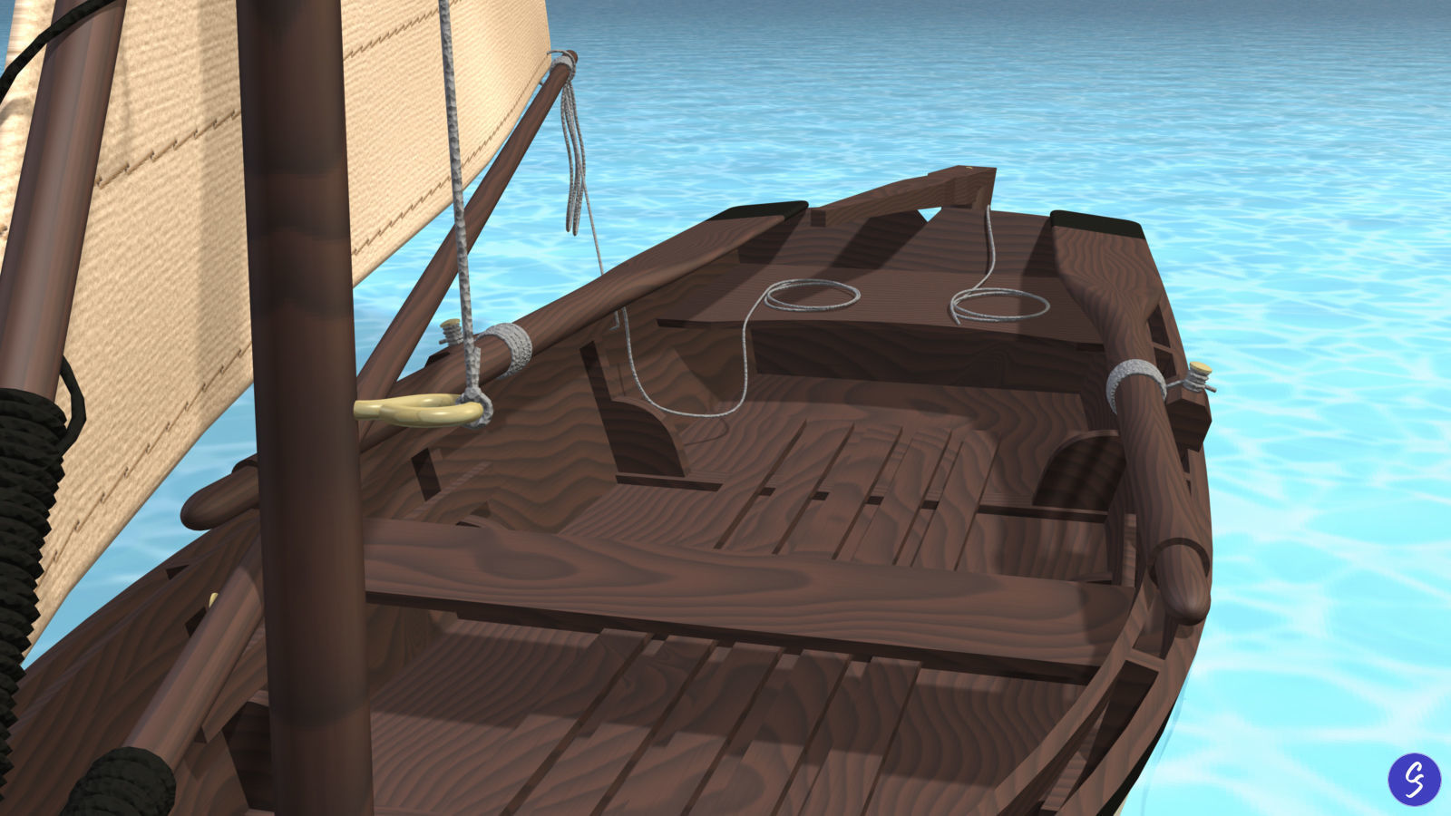 Wooden Sailboat Scale Model 3D model_19