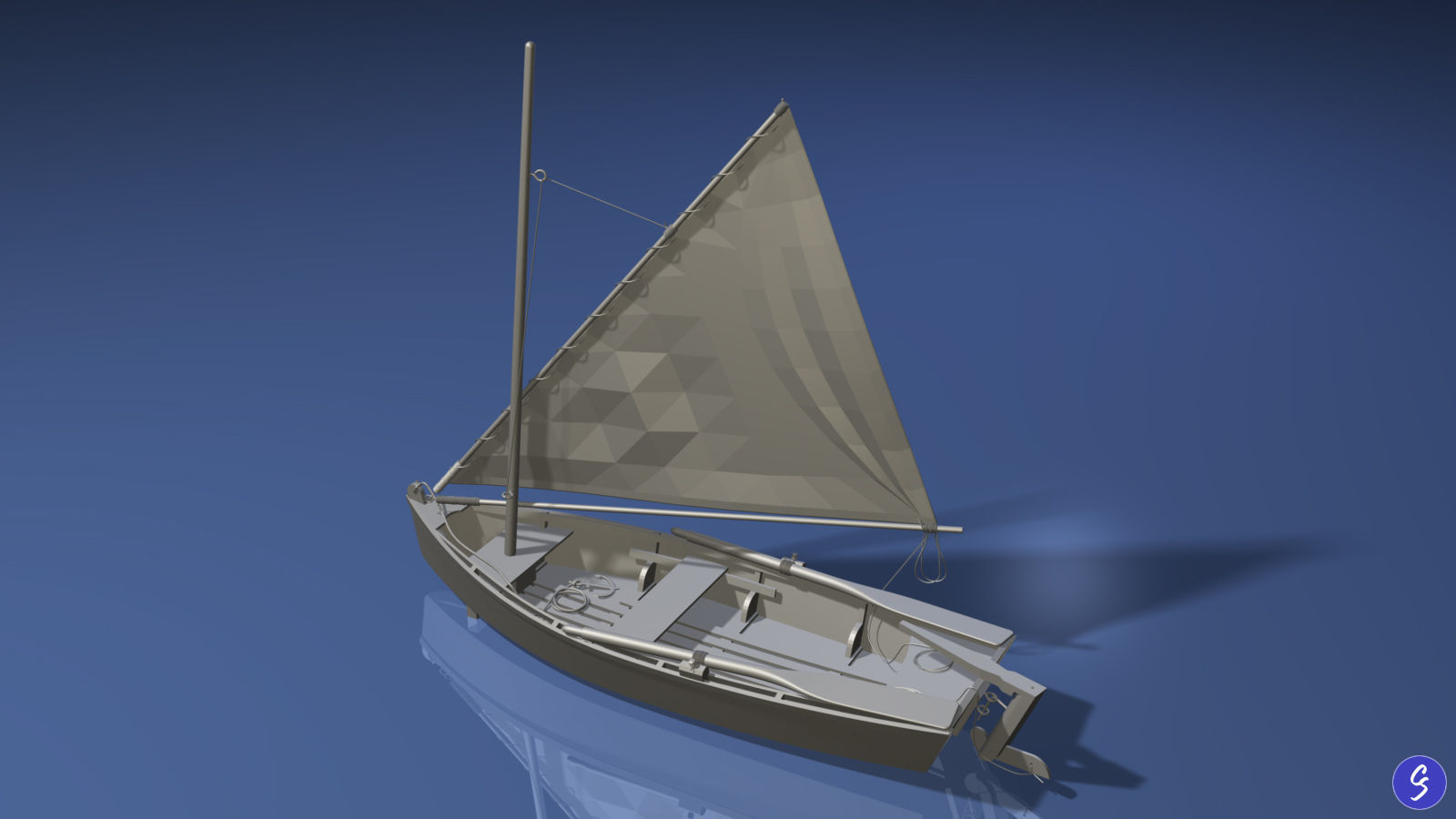 Wooden Sailboat Scale Model 3D model_20