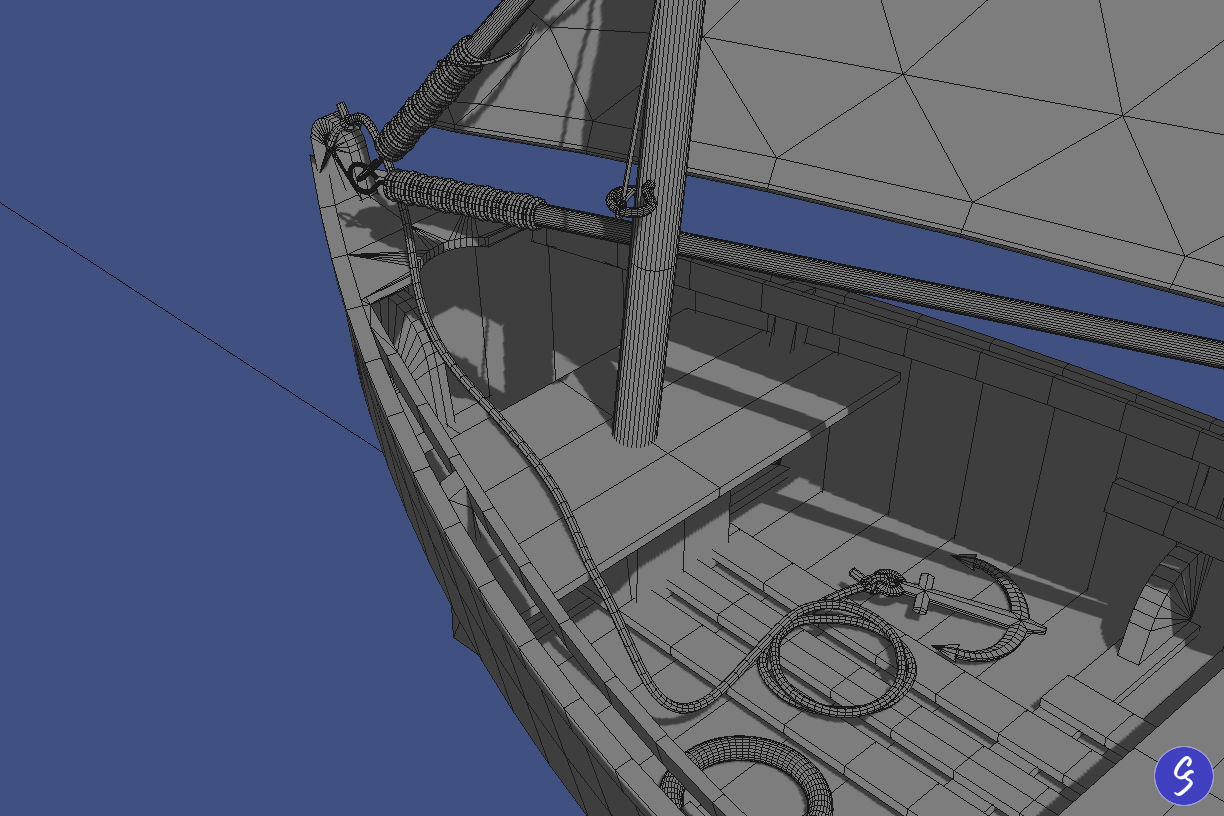 Wooden Sailboat Scale Model 3D model_38