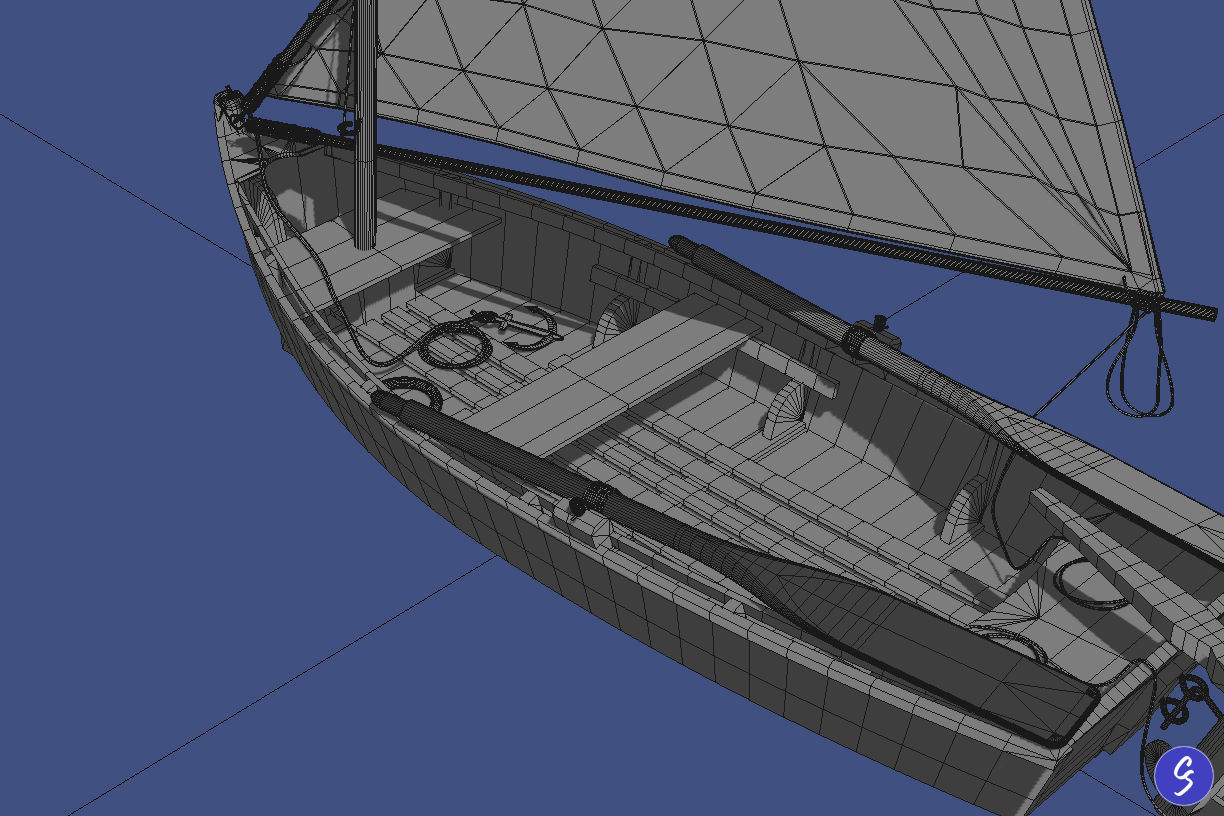 Wooden Sailboat Scale Model 3D model_36