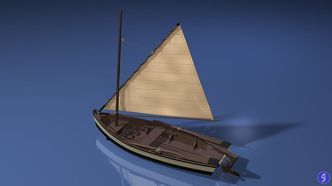 Wooden Sailboat Scale Model 3D model