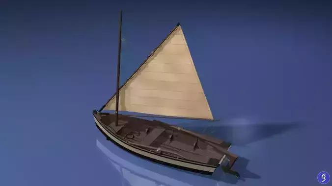 Wooden Sailboat Scale Model 3D model