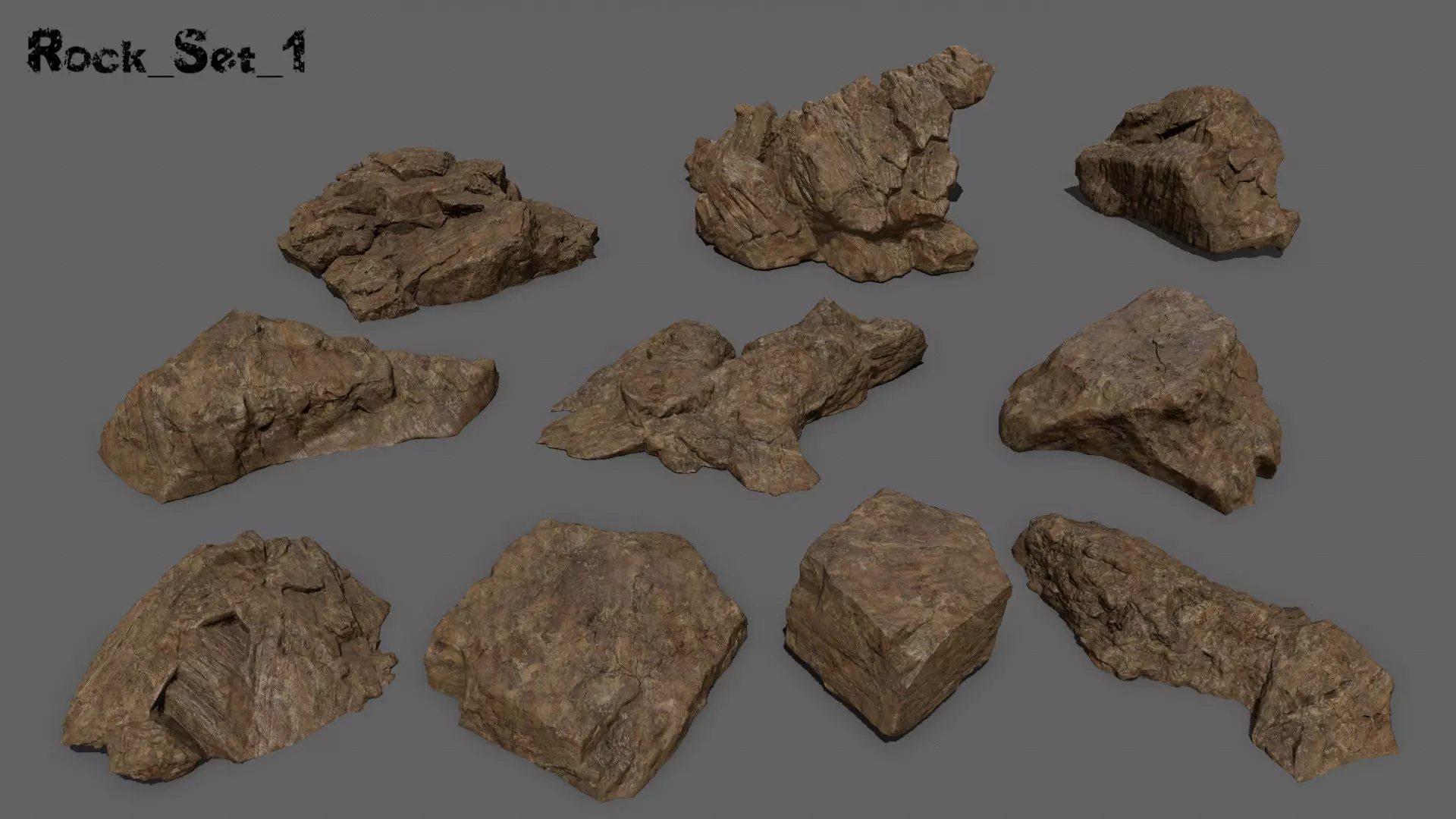 desert rock set 1 Low-poly 3D model_0