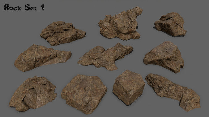 desert rock set 1 Low-poly 3D model