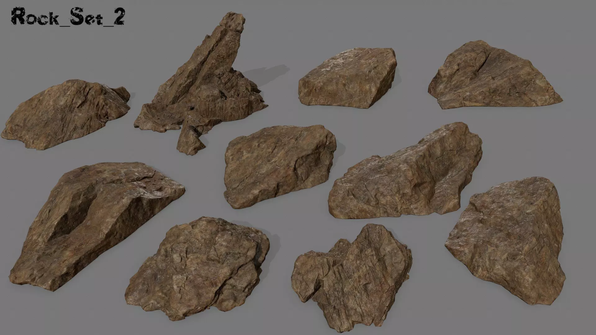 desert rock set 2 Low-poly 3D model_0