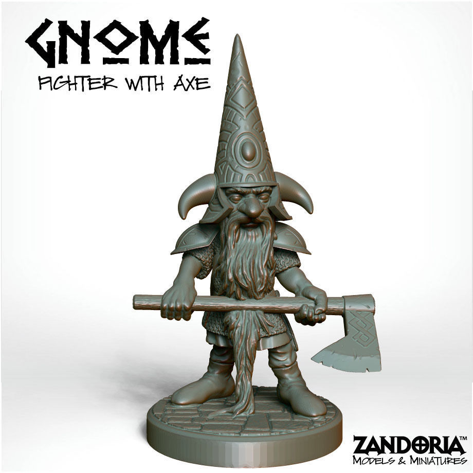 3D printable model Gnome Fighter with Axe | CGTrader
