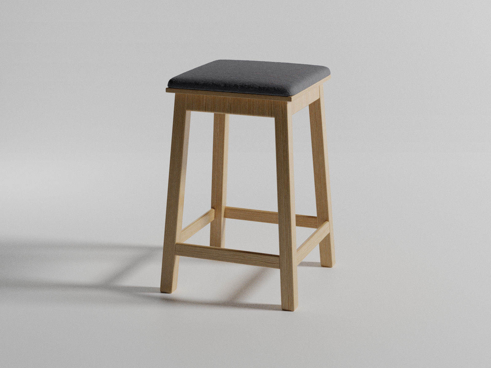 Simple Armless Chair Stool 3D model_2