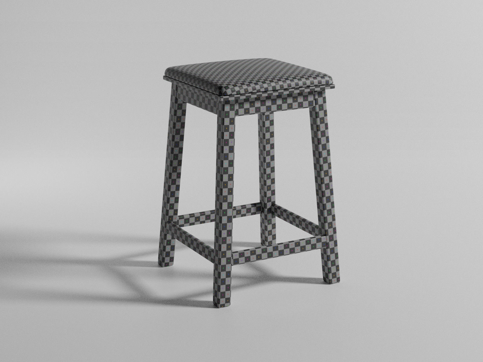 Simple Armless Chair Stool 3D model_4