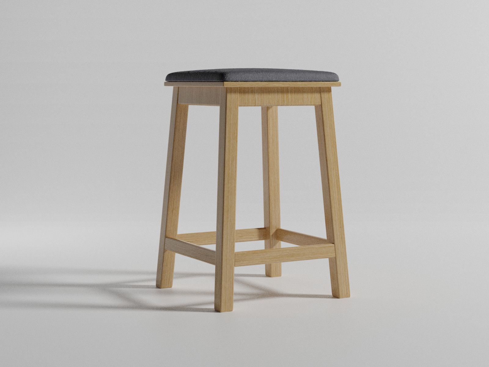Simple Armless Chair Stool 3D model_1