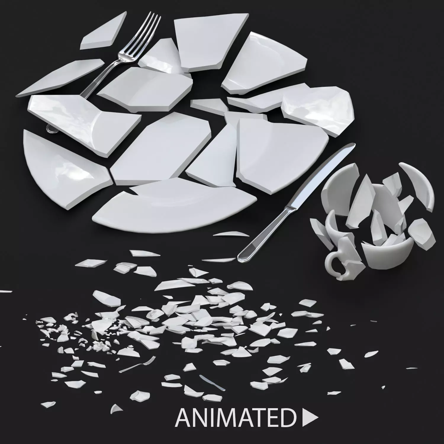 Broken Tableware 3D model_0