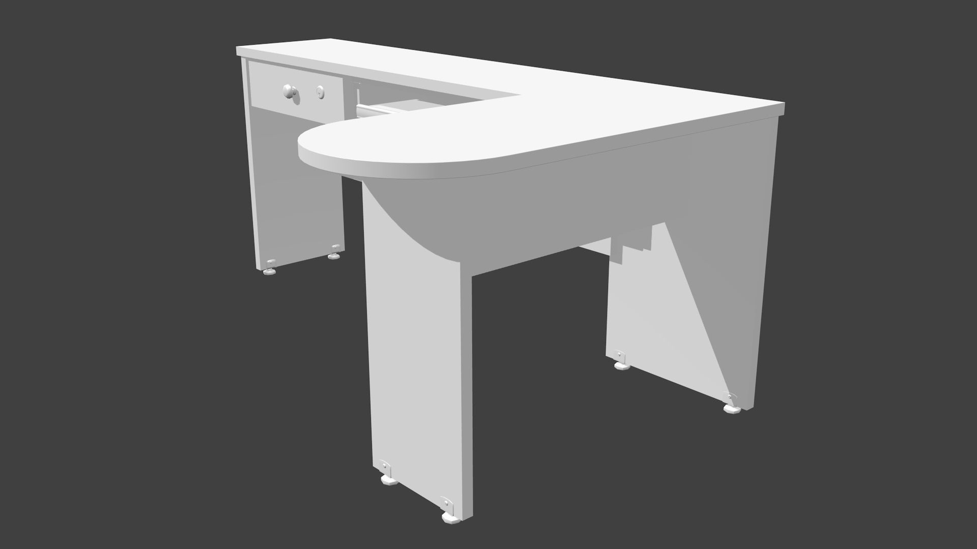 Office Desk model Low-poly 3D model_14