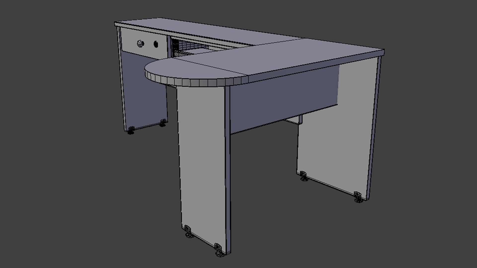 Office Desk model Low-poly 3D model_25