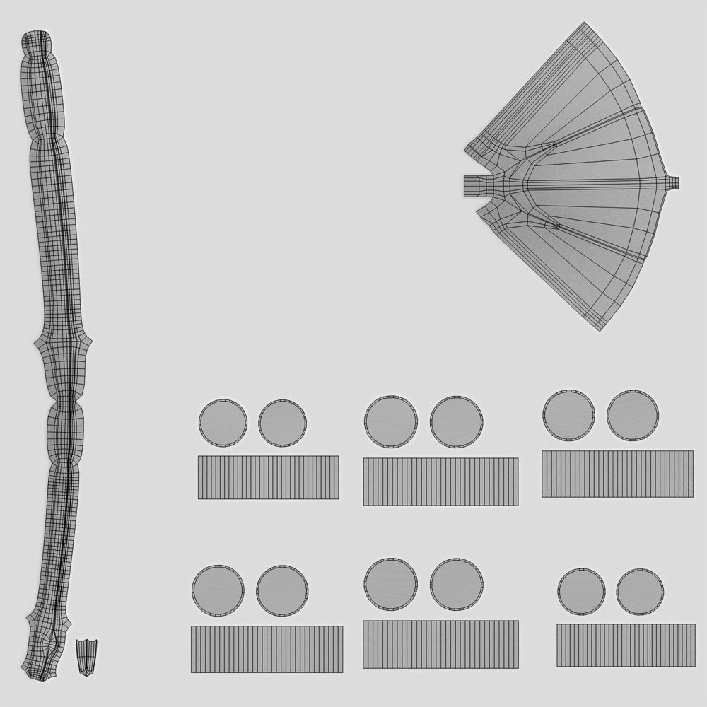 Office Desk model Low-poly 3D model_39