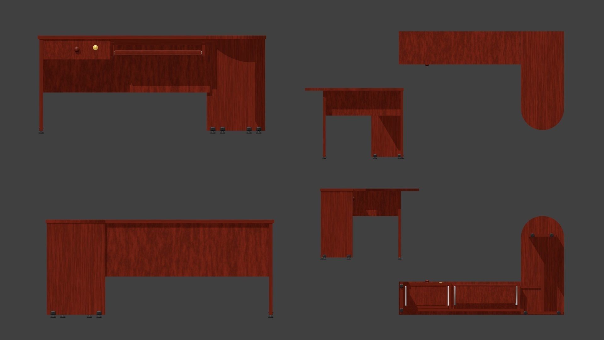 Office Desk model Low-poly 3D model_1