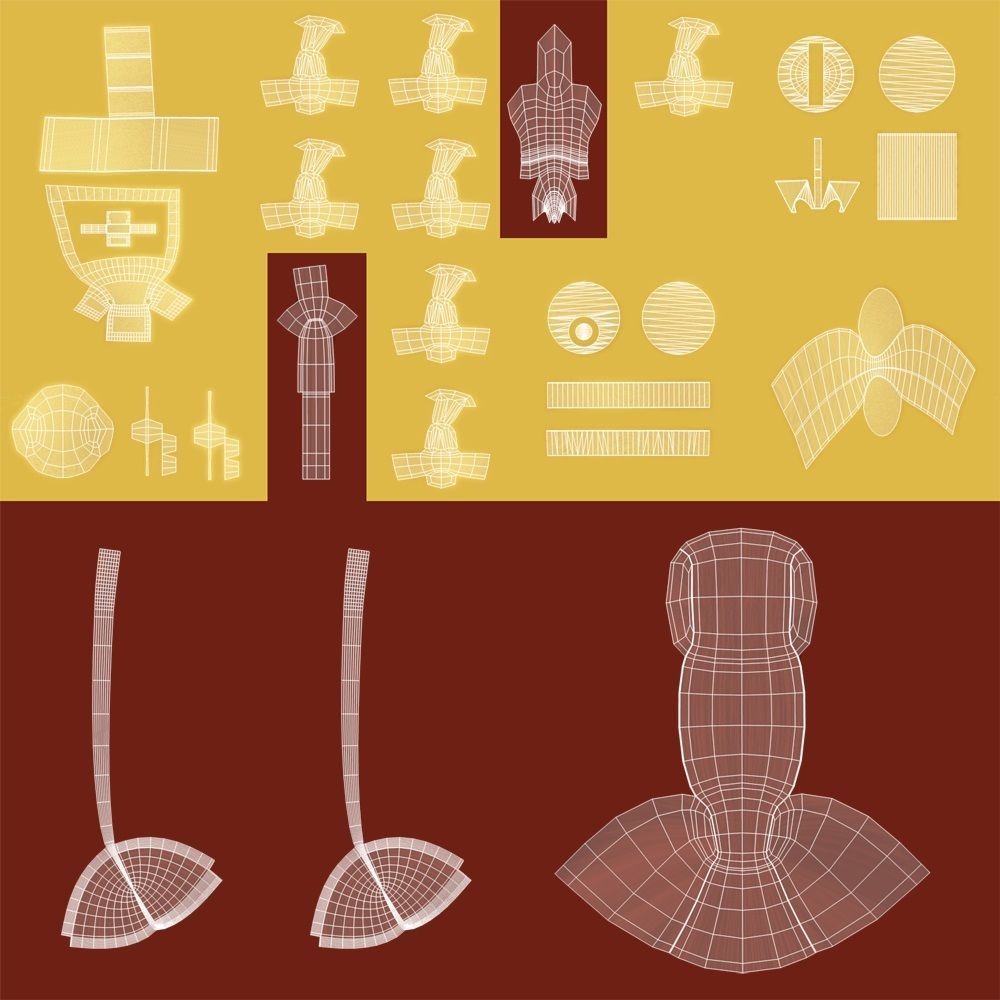 Office Desk model Low-poly 3D model_36