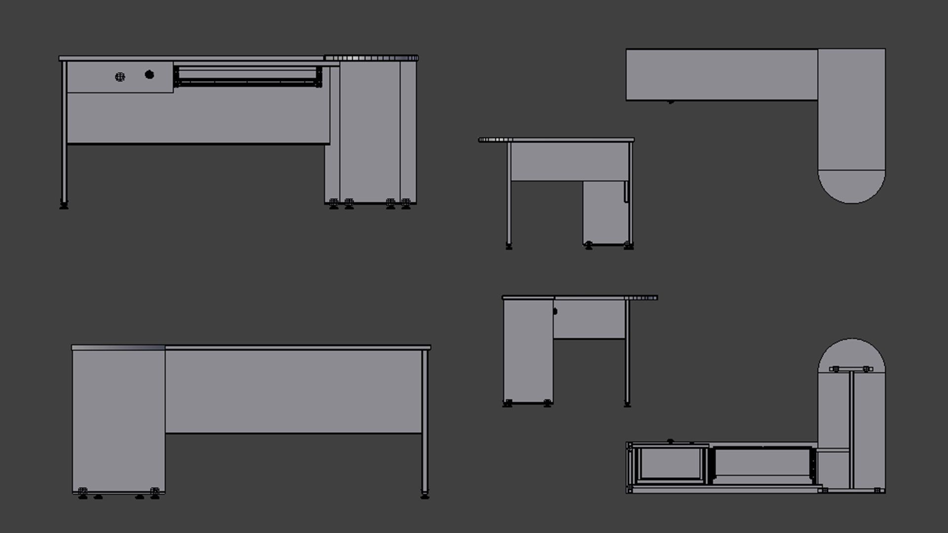 Office Desk model Low-poly 3D model_23